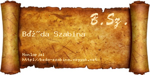 Béda Szabina névjegykártya